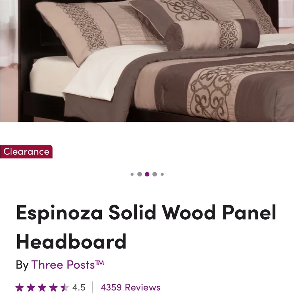 King Size Espinoza Solid Wood Panel Headboard. New in Box